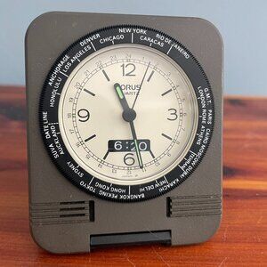 Vintage Lorus Quartz 24 WORLD TIME Travel Folding Clock Tochigi Tokei Co Japan